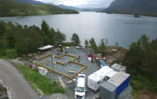 Forskaling av fundament til ny hytte i Barlind Hyttegrend.